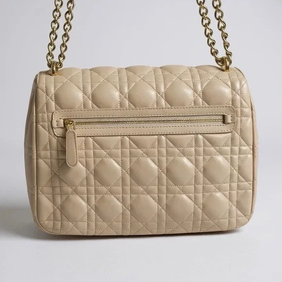 Christian Dior Shoulder Flap Bag Medium Nude Beige Pink Gold Chain - Picture 3 of 16